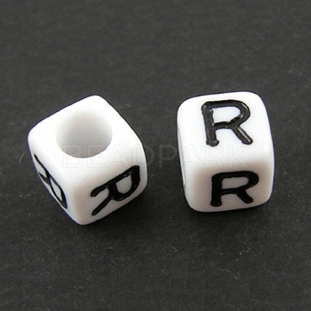 Letter Acrylic European Large Hole Beads OPDL-R050-10mm-R-1