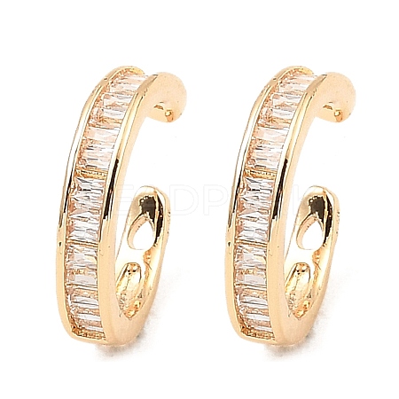 Brass with Cubic Zirconia Cuff Earrings EJEW-G362-01KCG-1