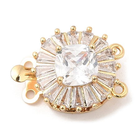 Brass Micro Pave Clear Cubic Zirconia Box Clasps KK-E052-01A-G01-1