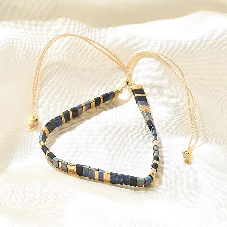 Vintage Ethnic Style Adjustable Glass Tila Beaded Handmade Slider Bracelets for Women ZN9527-2-1