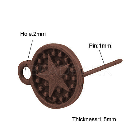 Tibetan Style Stud Earring Findings X-TIBE-A22172-R-FF-1
