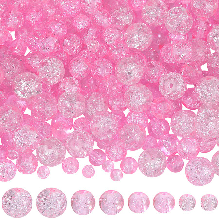450Pcs 4 Styles Spray Painted Crackle Glass Beads CCG-PA0001-09E-1