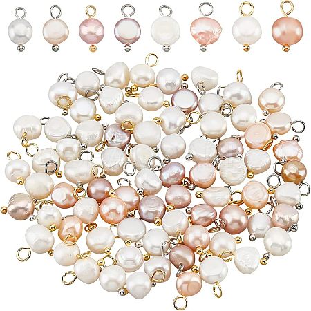 80pcs 4 Styles Natural Cultured Freshwater Pearl Charms PEAR-NB0001-65-1