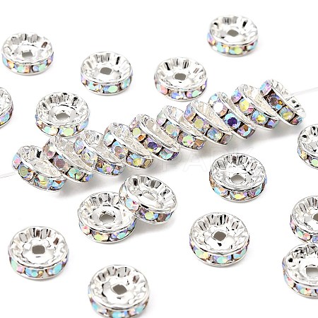 Brass Grade A Rhinestone Spacer Beads RSB039NF-02-1