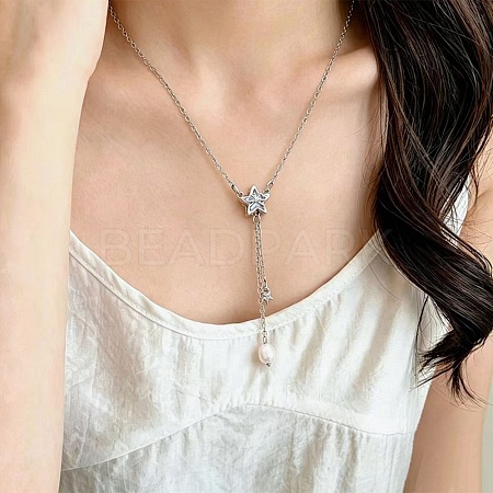 Brass Pave Clear AB Cubic Zirconia Bowknot Star Pendant Necklaces for Women KK-CBA6599-01P-1