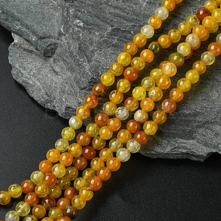 Dyed Natural Dragon Veins Agate Beads Strands G-C068-6mm-15-1