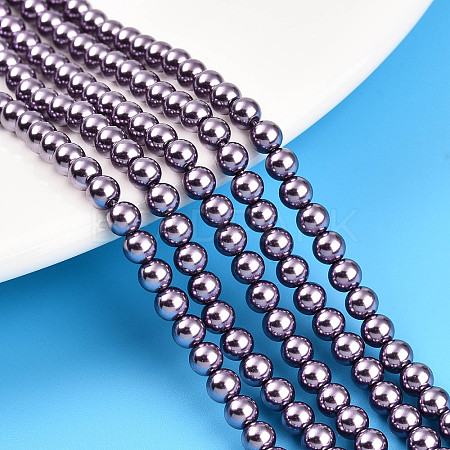 Baking Paint Pearlized Glass Pearl Bead Strands HY-N002-4mm-A14-1