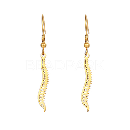 304 Stainless Steel Spine Dangle Earrings WC7930-2-1