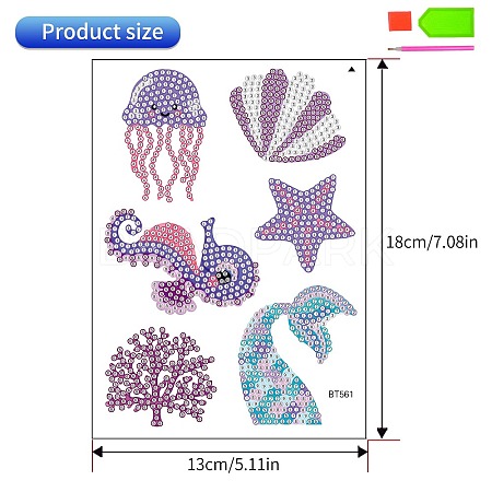 Ocean Animal Theme DIY Diamond Painting Stickers Kits for Kids and Adult Beginners PW-WG95695-01-1