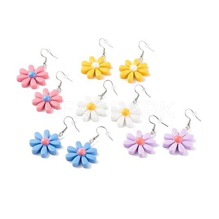 Flower Resin Dangle Earrings EJEW-JE04553-1
