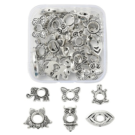 30Pcs 6 Style Tibetan Style Alloy Bead Frame FIND-YW0003-19-1