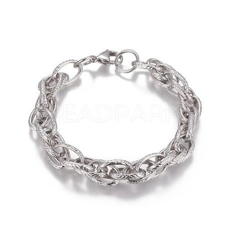 Tarnish Resistant 304 Stainless Steel Rope Chain Bracelets BJEW-I274-09S-1