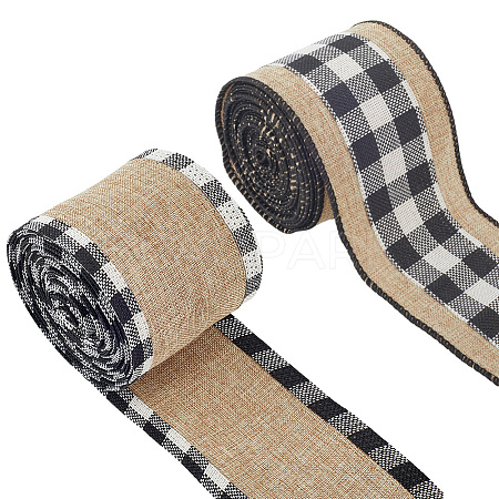 2 Rolls 2 Colors Imitation Burlap Ribbon DIY-CY0001-75-1