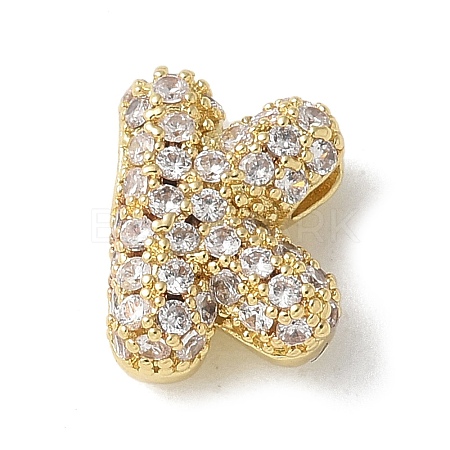 Brass Micro Pave Cubic Zirconia Beads KK-P290-61G-K-1