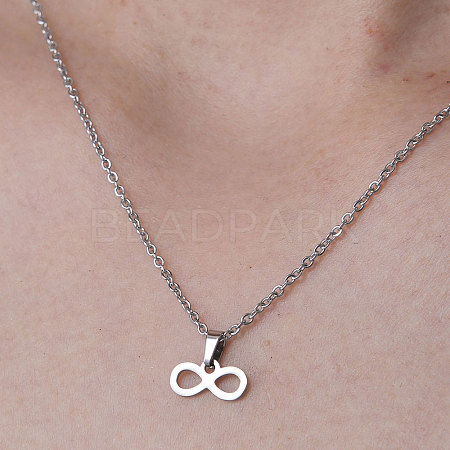 Non-Tarnish 201 Stainless Steel Infinity Pendant Necklace NJEW-OY001-13-1