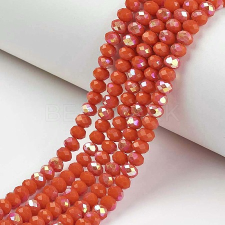 Electroplate Opaque Solid Color Glass Beads Strands EGLA-A034-P10mm-L03-1