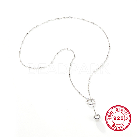 925 Sterling Silver Round Bead Adjustable Necklace MD2297-1