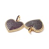 Heart Brass Micro Pave Cubic Zirconia Pendants KK-G435-04G-04-3