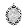 Tibetan Style Oval Alloy Pendant Cabochon Settings TIBEP-Q054-44AS-RS-1