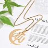 201 Stainless Steel Moon & Arabic Pendants Box Chain Necklaces for Women Men LS-NJEW-R013-02G-2