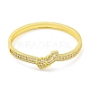 Knot Brass Pave Clear Cubic Zirconia Hinged Bangles for Women BJEW-Z062-01A-2