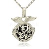 Silver Color Plated Brass Hollow Round Cage Pendants KK-J230-01S-3