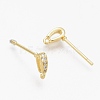 Brass Micro Pave Clear Cubic Zirconia Stud Earring Findings ZIRC-L098-039G-2