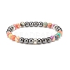 Natural Gemstone & Synthetic Hematite Round Beaded Stretch Bracelet for Women BJEW-JB08305-4