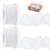 5 Yards Organza Plastic Ribbon with Plastic Pearl Edged OCOR-WH0101-185A-1