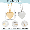 2Pcs 2 Colors Stainless Steel Heart Cinerary Casket Pendant Necklaces NJEW-CN0001-26-2