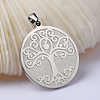 Non-Tarnish Flat Round with Tree of Life 201 Stainless Steel Pendants STAS-I040-06A-1-2