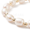 Natural Keshi Pearl Beaded Bracelet with Brass Clasp for Women BJEW-JB08867-02-3