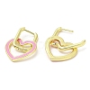 Enamel Heart Dangle Hoop Earrings EJEW-A103-10G-3