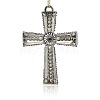Tibetan Style Alloy Rhinestone Claddagh Cross Big Pendants RB-J128-01AS-2