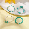 4Pcs 4 Style Glass Seed Beaded Stretch Finger Rings RJEW-JR00661-01-2