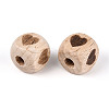 Laser Engraved Beech Wood European Beads WOOD-T033-08B-2