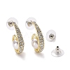 Spiral with Imitation Pearl Beads Stud Earrings EJEW-C006-03-2