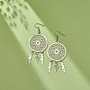 304 Stainless Steel Woven Net with Feather Dangle Earrings for Women EJEW-JE05005-3