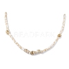 Glass with Natural Sea Shell Beads Braided Necklaces NJEW-JN04837-3