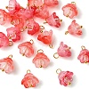 20Pcs Glass & Acrylic Flower Pendants PALLOY-YW00107-05-1