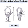 304 Stainless Steel Lobster Claw Clasps STAS-SP0001-73B-2