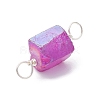 Electroplated Natural Quartz Connector Charms PALLOY-JF02323-02-4
