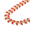 Enamel Ear of Wheat Link Chains Bracelet BJEW-P271-02G-05-2