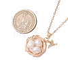 Natural Cultured Freshwater Pearl Copper Wire Wrapped Bird Egg Nest Pendant Necklaces NJEW-TA00189-3