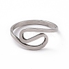 Non-Tarnish 201 Stainless Steel Wave Finger Ring RJEW-J051-31P-2