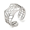 Non-Tarnish 304 Stainless Steel Hollow Spider Web Open Cuff Ring for Women RJEW-M149-25P-3