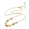 Brass Pave Cubic Zirconia Rose Flower Link Cable Chain Necklaces for Women NJEW-C121-05B-05G-4