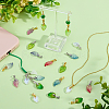 112Pcs 14 Styles Baking Paint Glass Leaf Shape Pendants PALLOY-PH01921-4