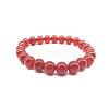 Natural Agate Round Beaded Stretch Bracelets BJEW-F203-08-1