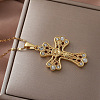 Vintage 304 tainless Steel Clear Glass Religion Jesus Cross Pendant Necklaces for Women EK1005-3